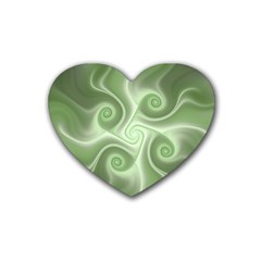 Fractal Green White St Patricks Day Rubber Coaster (heart)  by Wegoenart