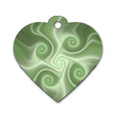 Fractal Green White St Patricks Day Dog Tag Heart (one Side) by Wegoenart