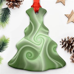 Fractal Green White St Patricks Day Christmas Tree Ornament (two Sides) by Wegoenart