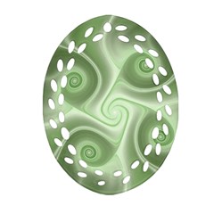 Fractal Green White St Patricks Day Oval Filigree Ornament (two Sides) by Wegoenart