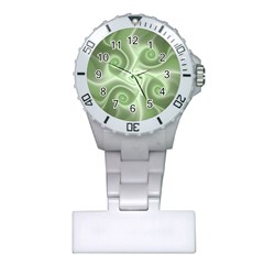 Fractal Green White St Patricks Day Plastic Nurses Watch by Wegoenart