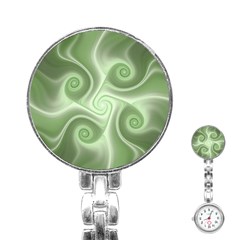 Fractal Green White St Patricks Day Stainless Steel Nurses Watch by Wegoenart