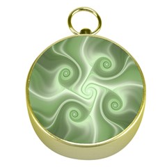 Fractal Green White St Patricks Day Gold Compasses by Wegoenart