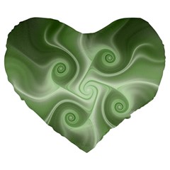 Fractal Green White St Patricks Day Large 19  Premium Flano Heart Shape Cushions