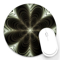 Fractal Silver Waves Texture Round Mousepads by Wegoenart