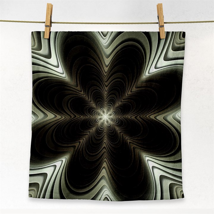 Fractal Silver Waves Texture Face Towel