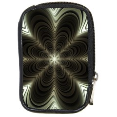 Fractal Silver Waves Texture Compact Camera Leather Case by Wegoenart