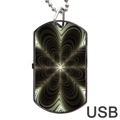 Fractal Silver Waves Texture Dog Tag Usb Flash (one Side) by Wegoenart