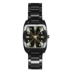 Fractal Silver Waves Texture Stainless Steel Barrel Watch by Wegoenart