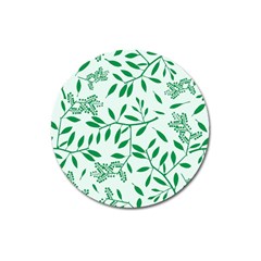 Leaves Foliage Green Wallpaper Magnet 3  (round) by Wegoenart