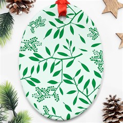 Leaves Foliage Green Wallpaper Oval Ornament (two Sides) by Wegoenart