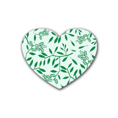 Leaves Foliage Green Wallpaper Heart Coaster (4 Pack)  by Wegoenart