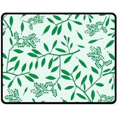 Leaves Foliage Green Wallpaper Double Sided Fleece Blanket (medium)  by Wegoenart