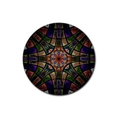 Fractal Detail Elements Pattern Rubber Coaster (round)  by Wegoenart