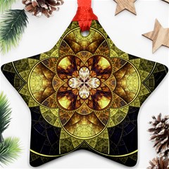 Fractal Yellow Gold Decorative Ornament (star) by Wegoenart