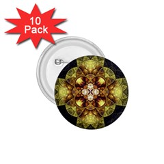 Fractal Yellow Gold Decorative 1 75  Buttons (10 Pack) by Wegoenart