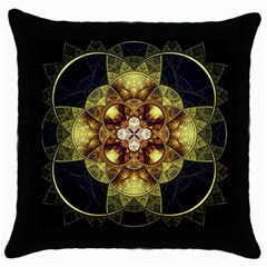 Fractal Yellow Gold Decorative Throw Pillow Case (black) by Wegoenart