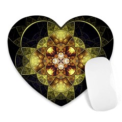 Fractal Yellow Gold Decorative Heart Mousepads by Wegoenart