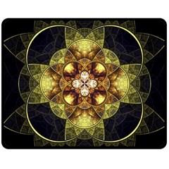 Fractal Yellow Gold Decorative Double Sided Fleece Blanket (medium)  by Wegoenart