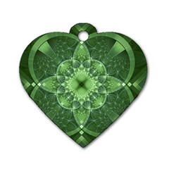 Fractal Green St Patrick S Day Dog Tag Heart (two Sides) by Wegoenart