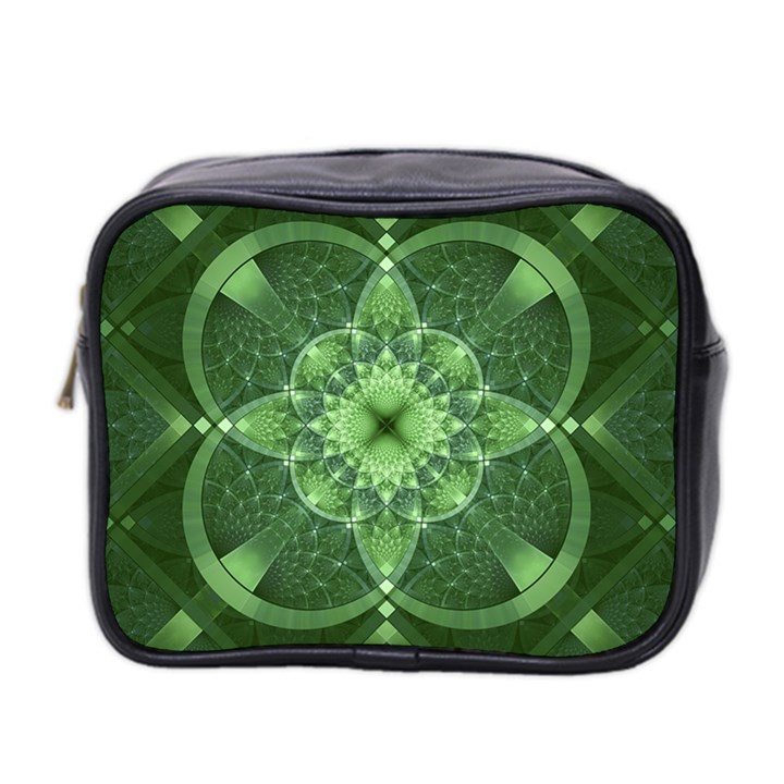 Fractal Green St Patrick S Day Mini Toiletries Bag (Two Sides)