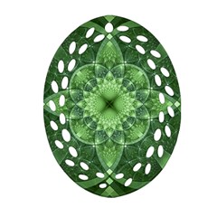 Fractal Green St Patrick S Day Oval Filigree Ornament (two Sides) by Wegoenart