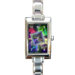 Perspective Technology Fractal Rectangle Italian Charm Watch by Wegoenart