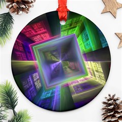 Perspective Technology Fractal Round Ornament (two Sides) by Wegoenart