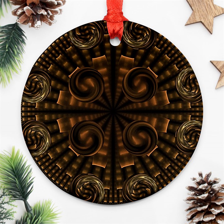 Fractal Circle Globes Geometric Round Ornament (Two Sides)