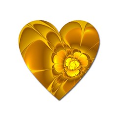 Fractal Yellow Flower Floral Heart Magnet by Wegoenart