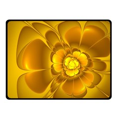 Fractal Yellow Flower Floral Double Sided Fleece Blanket (small)  by Wegoenart