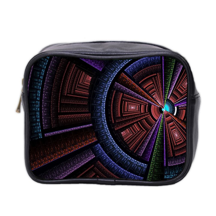 Fractal Circle Pattern Curve Mini Toiletries Bag (Two Sides)