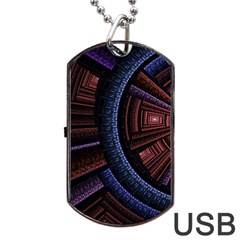 Fractal Circle Pattern Curve Dog Tag Usb Flash (one Side) by Wegoenart