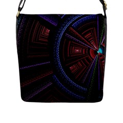 Fractal Circle Pattern Curve Flap Closure Messenger Bag (l) by Wegoenart