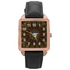 Fractal Golden Spiral Geometry Rose Gold Leather Watch  by Wegoenart