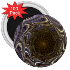 Fractal Waves Whirls Modern 3  Magnets (100 Pack) by Wegoenart