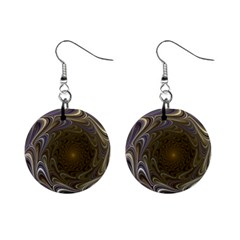 Fractal Waves Whirls Modern Mini Button Earrings by Wegoenart