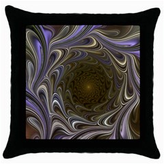 Fractal Waves Whirls Modern Throw Pillow Case (black) by Wegoenart