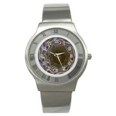 Fractal Waves Whirls Modern Stainless Steel Watch by Wegoenart