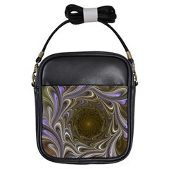 Fractal Waves Whirls Modern Girls Sling Bag by Wegoenart