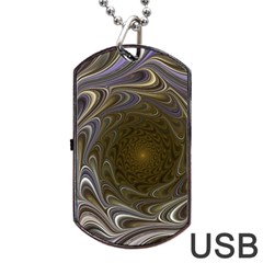 Fractal Waves Whirls Modern Dog Tag Usb Flash (two Sides) by Wegoenart