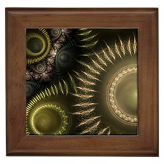 Fractal Steampunk Gears Fantasy Framed Tiles by Wegoenart