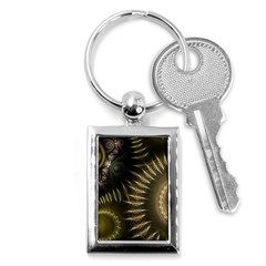 Fractal Steampunk Gears Fantasy Key Chains (rectangle)  by Wegoenart