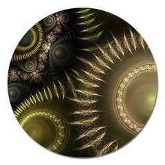 Fractal Steampunk Gears Fantasy Magnet 5  (round) by Wegoenart