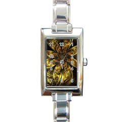 Fractal Floral Gold Golden Rectangle Italian Charm Watch