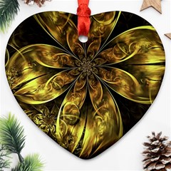 Fractal Floral Gold Golden Ornament (Heart)