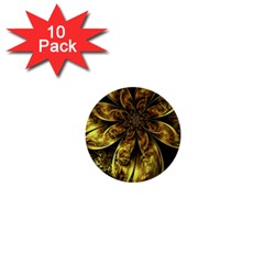 Fractal Floral Gold Golden 1  Mini Buttons (10 pack) 