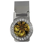 Fractal Floral Gold Golden Money Clips (CZ)  Front