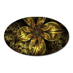 Fractal Floral Gold Golden Oval Magnet