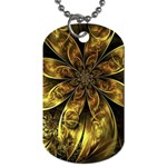 Fractal Floral Gold Golden Dog Tag (Two Sides) Front